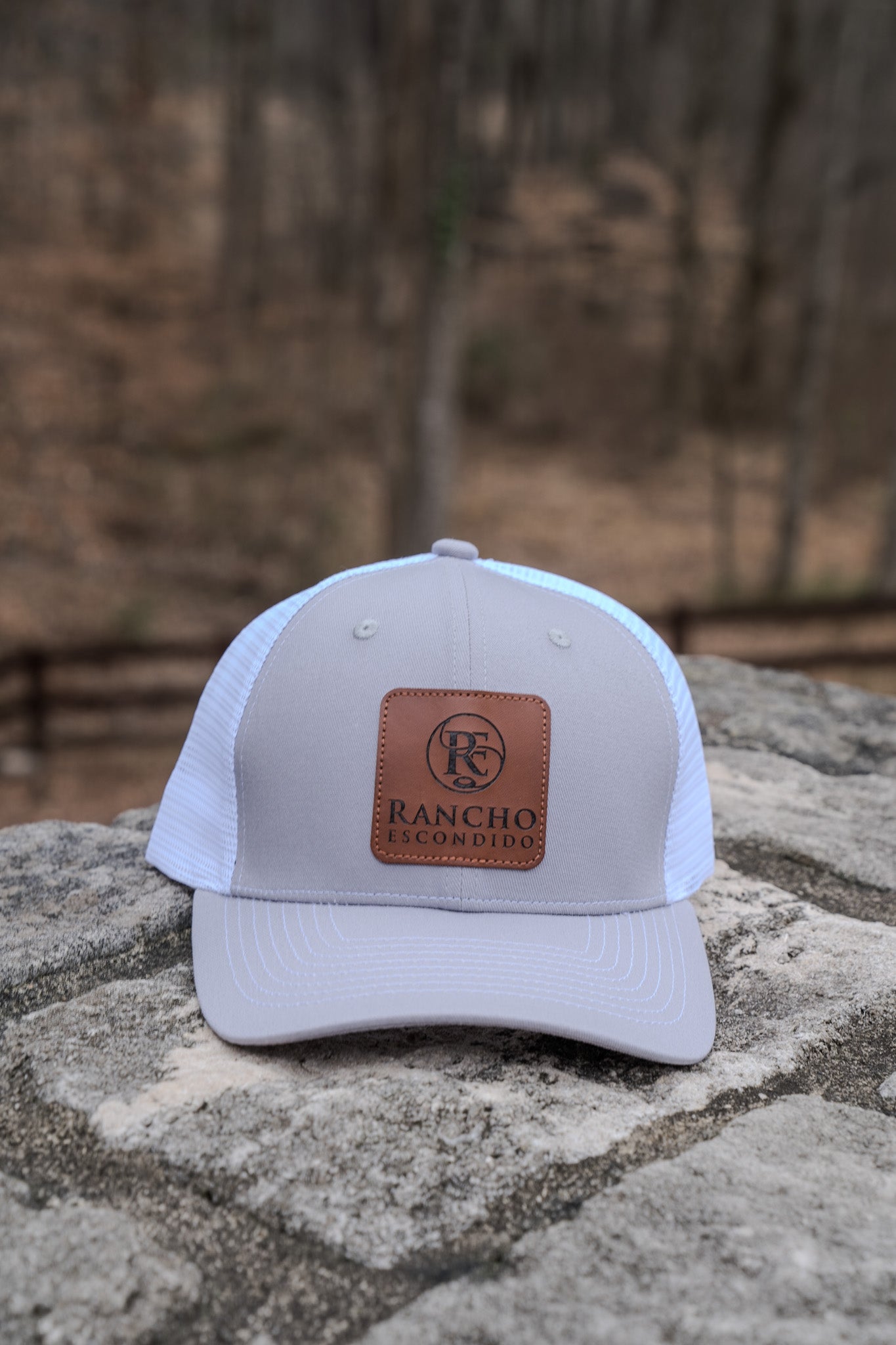 Rancho Escondido Light Grey Hat with Leather Logo